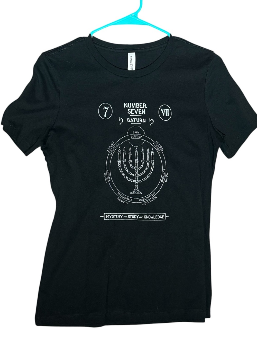 Black Number Seven Life Path Numerology Saturn Graphic Short Sleeve Tee